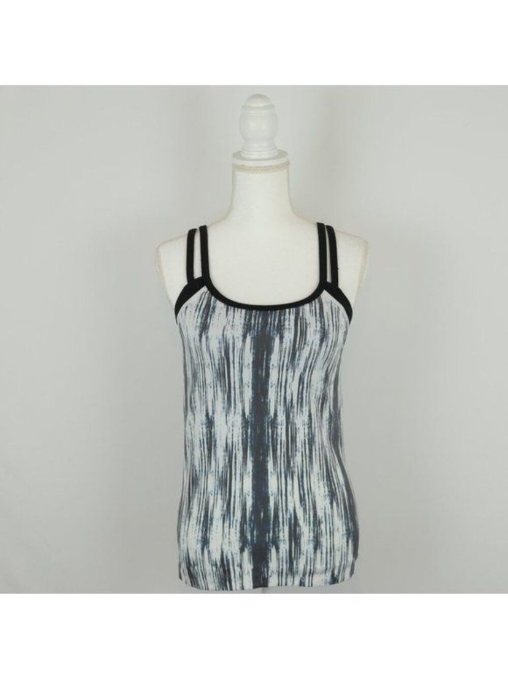 Athleta Double Up Women's Small Black & White Tie Dye Athletic Support Tank Top